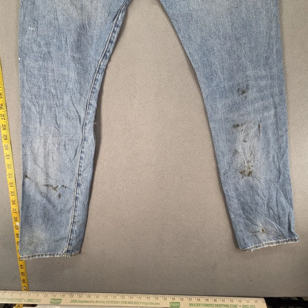 Levis 501 Jeans Mens Selvedge Blue Light Wash Slim Whiskers Thrashed‎ Fits 31x31